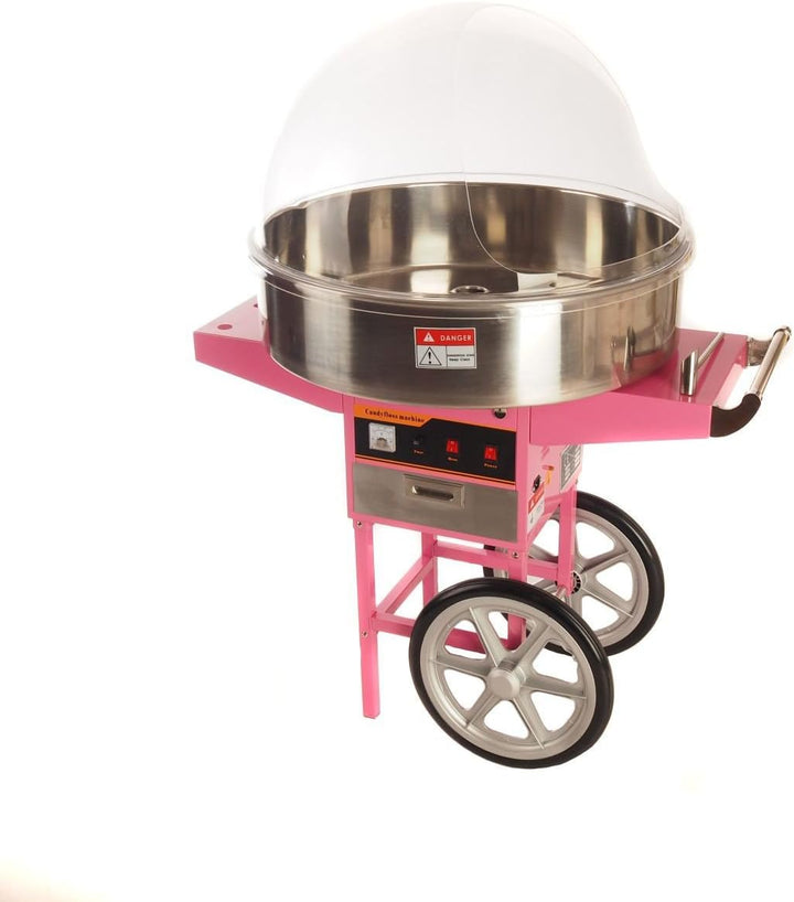 Zuckerwattemaschine 52 cm mit Wagen und Haube für Privat und Profi