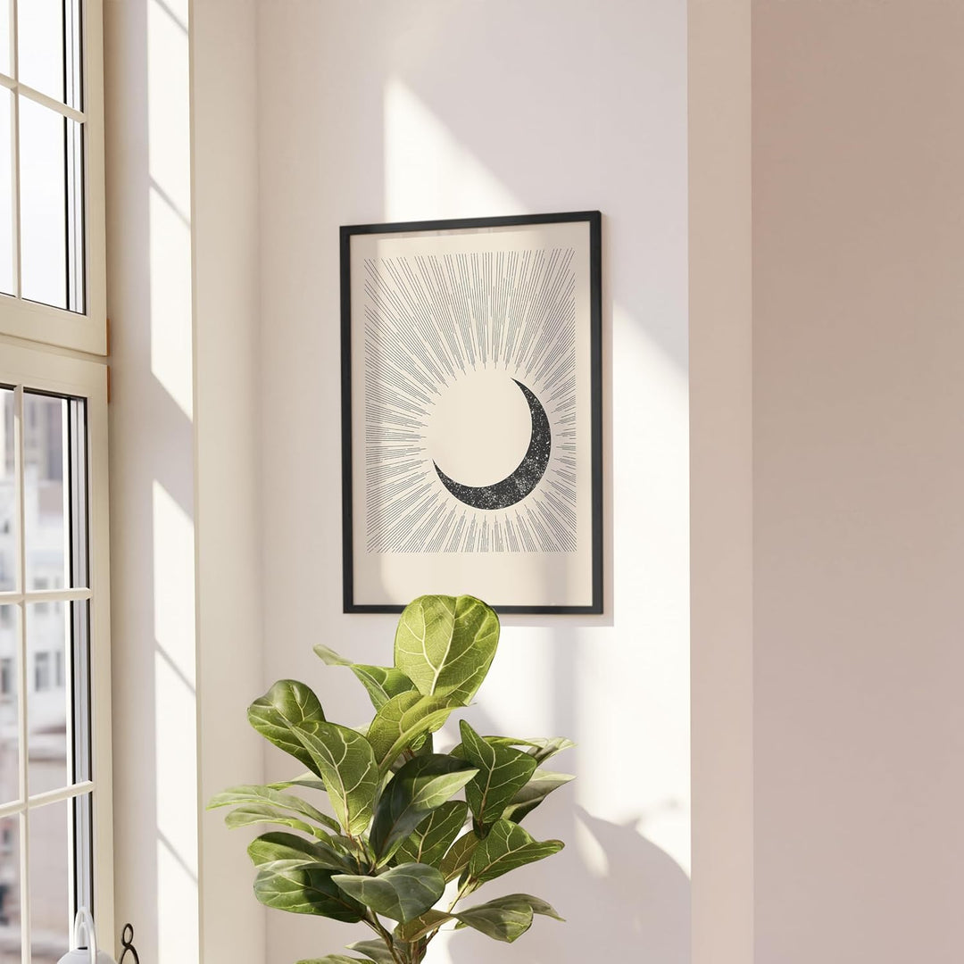 JUNOMI® Sonne und Mond Poster DIN A2, Boho Deko, Minimalistisch, Yoga Zubehör, perfekte Yoga Geschen