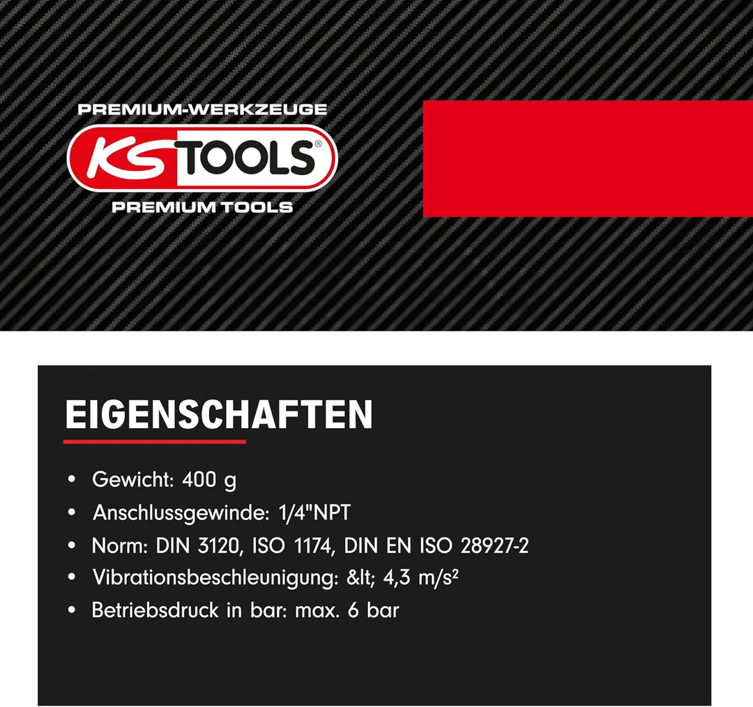KS Tools Mini Druckluft Ratsche 3/8" SlimPOWER 515.5510 I Umschaltratsche mit Vierkantantrieb nach D
