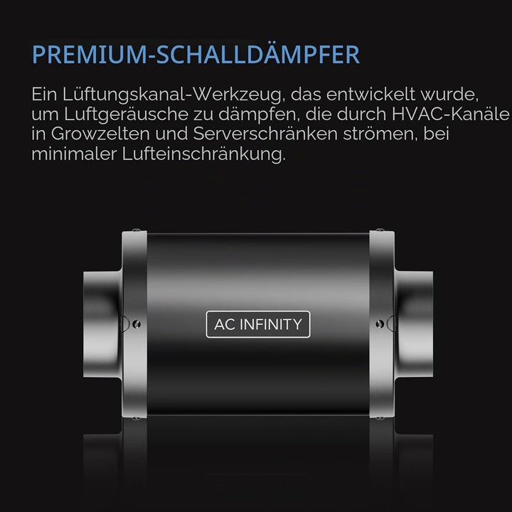AC Infinity Rohrschalldämpfer 200 mm – für Inline-Lüfter und Lüftungssysteme in Growzelten und Hydro