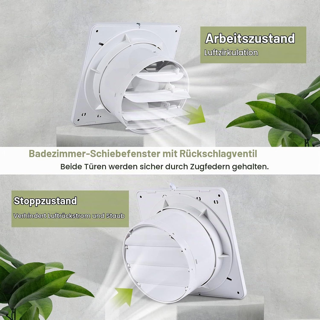 FanGoFast Badlüfter 150mm, Badezimmer Lüfter Leiser mit Rücklaufklappe, 17W Leistungsstarke Wandvent