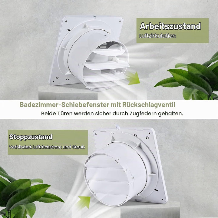 FanGoFast Badlüfter 150mm, Badezimmer Lüfter Leiser mit Rücklaufklappe, 17W Leistungsstarke Wandvent