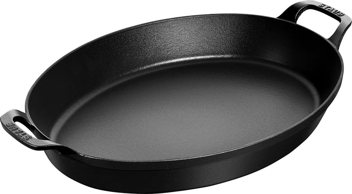 STAUB Stapelbare Auflaufform, oval Schwarz 37 cm, Schwarz 37 cm