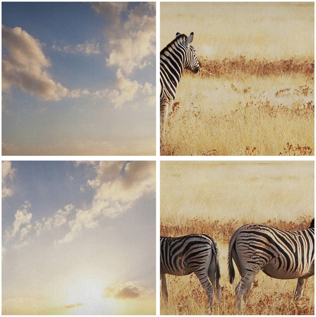 Wandbilder Dekoration Wohnzimmer Zebra tier gestreift savanne Panorama Bilder auf Leinwand 120x50cm
