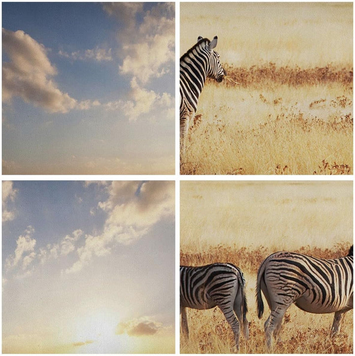 Wandbilder Dekoration Wohnzimmer Zebra tier gestreift savanne Panorama Bilder auf Leinwand 120x50cm