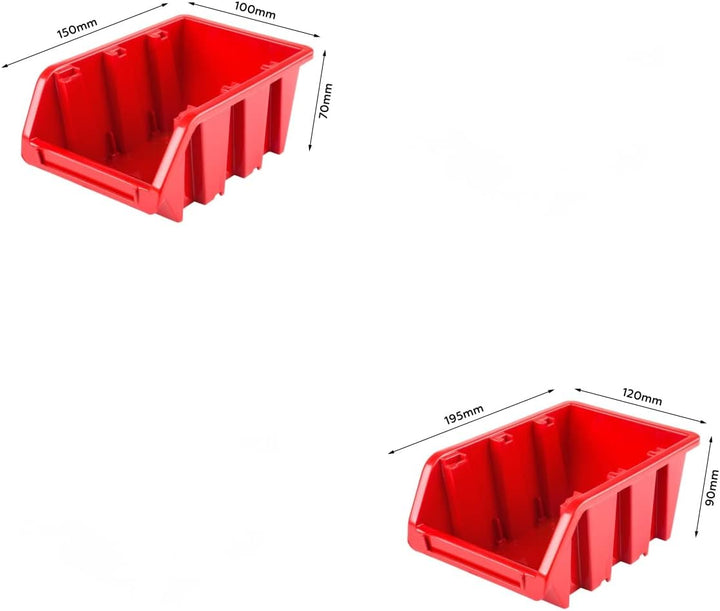 Lagersystem Werkstattregal | 57 x 116 cm | 50 stck. Box | Wandregal mit Stapelboxen - Wandplatten Ex