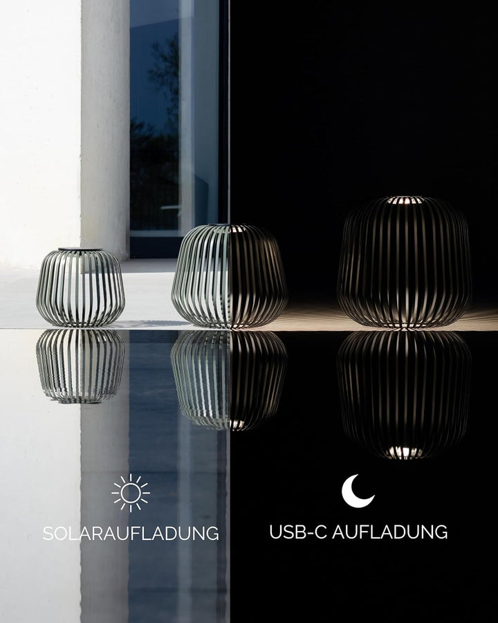 LUUK Studio Schlichte Solarlampe mit USB-C Backup für Garten und Terrasse, kabellose LED Balkonleuch