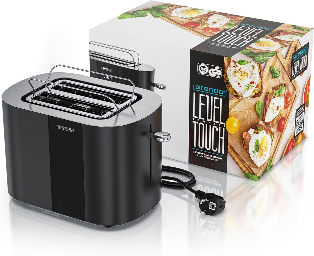 Arendo - Edelstahl Toaster 2 Scheiben - Touchscreen – Doppelwandgehäuse – 800 W – Integrierter Brötc