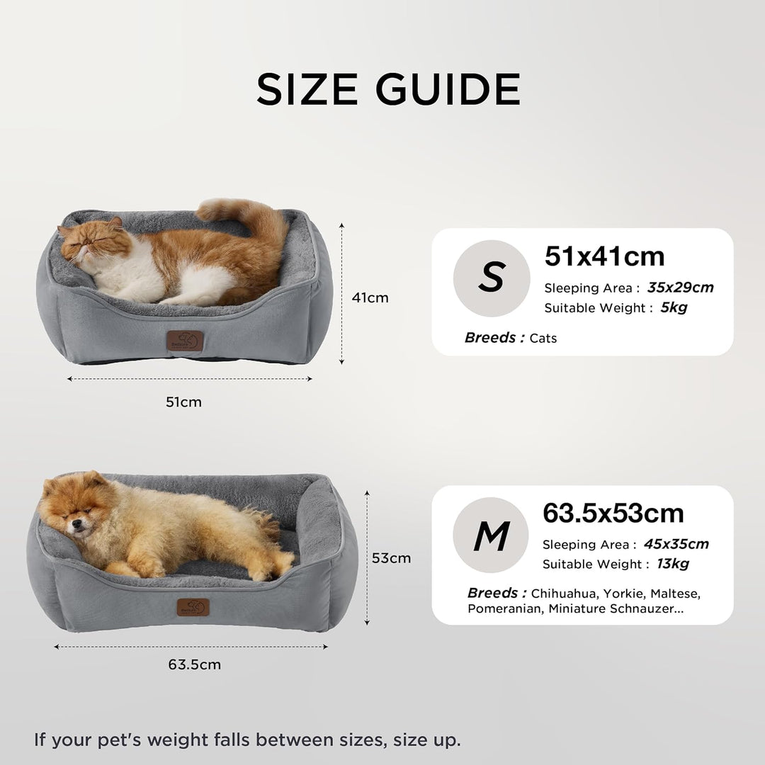 BEDSURE Katzenbett waschbar Katzen Bettchen - 51x41cm Katzenkorb Indoor mit Rutschfester Basis, quad