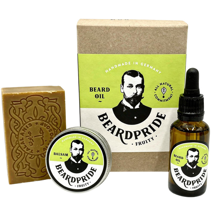 Beardpride® Bartpflege Set für Männer | Bartöl + Bartbalsam + Bartseife | Das perfekte Herren Gesche