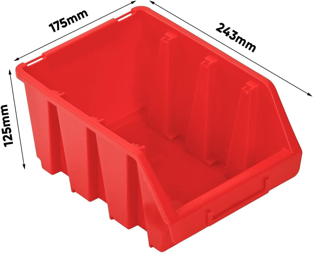 PAFEN Stapelboxen Set – 10x Stapelbox für Werkzeugwand 243 x 125 x 175 mm – Sichtbox Stapelkasten St