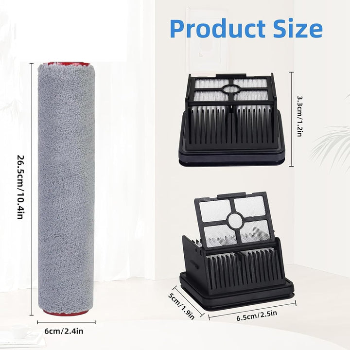 Zubehör für Dreame H12 Pro FlexReach/H15 Pro Nass- und Trockensauger Ersatzteile, 2 Bürstenrolle + 1