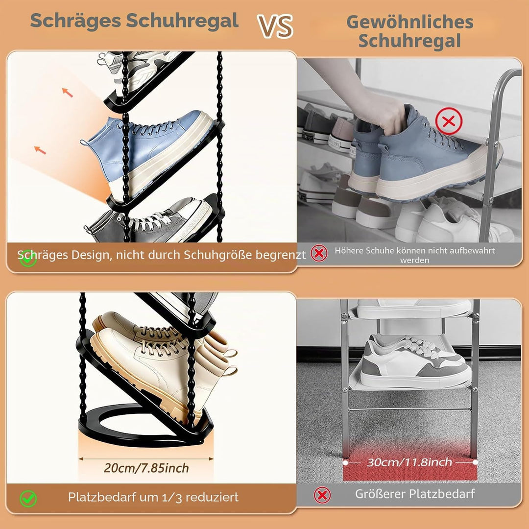 2 Stück Schuhregal Schmal mit 5 Ebenen, Platzsparend Schräg Schuhablage, Schuhschrank Schuhaufbewahr