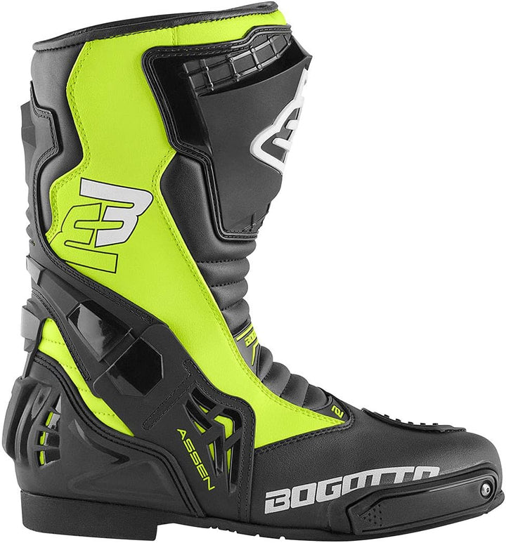 Bogotto Assen Motorradstiefel, schwarz/neon-gelb, 40 40 EU Schwarz Neon Gelb, 40 EU Schwarz Neon Gel