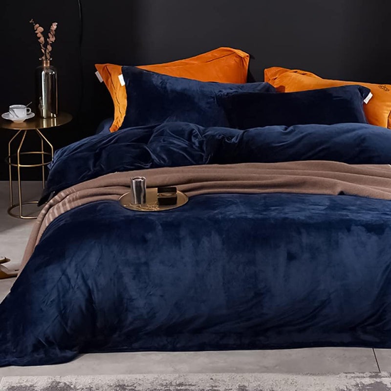 Michorinee Winter Plüsch Bettwäsche Set 135x200 4teilig Cashmere Touch Flauschig & Warme Coral Fleec