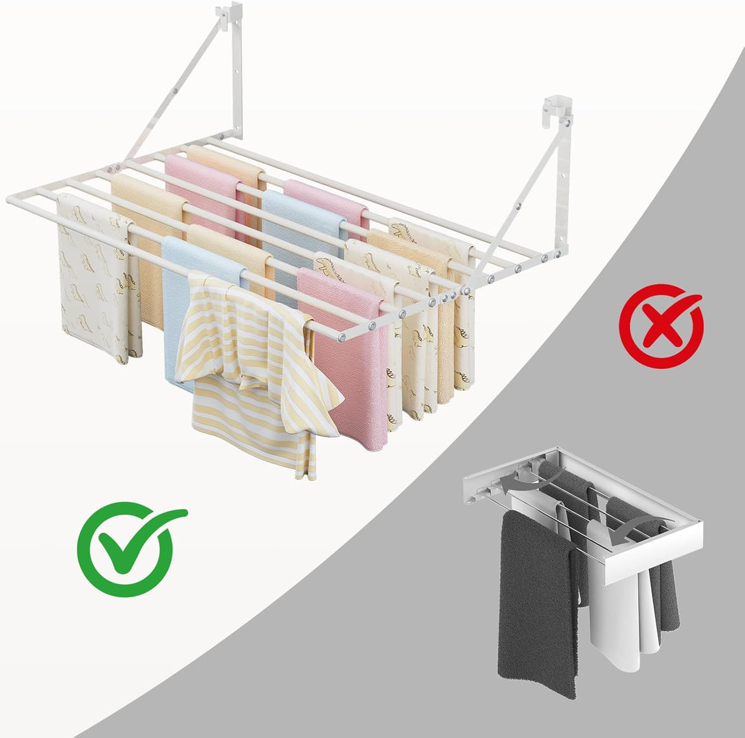 Innotic 80CM Wäscheständer Wandmontage Klappbar, Rostbeständig Wäschetrockner Wand Outdoor mit 8 Sta