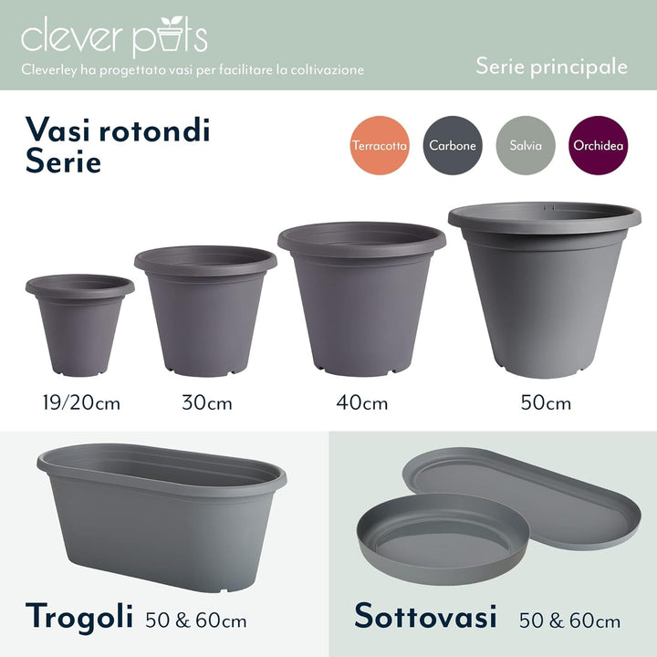 Clever Pots Blumentopf-Tablett, 6 x Pflanztablett für 60 cm Trog, Kunststoff-Trogtablett für den Inn