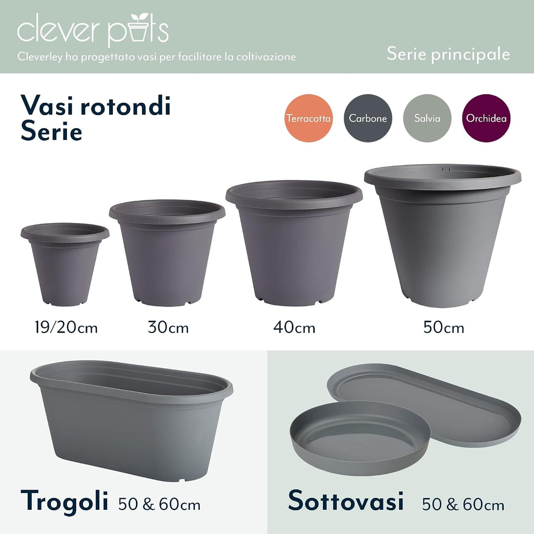 Clever Pots Kunststoff-Pflanztopf, 6x30cm Aussen- oder Innentopf mit Entwässerungslöchern, leichtes