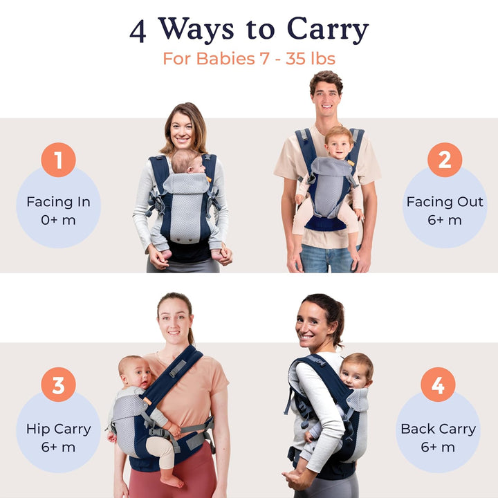 Beco Gemini Cool Babytrage Neugeborene ab Geburt bis Kleinkind - 4 Tragepositionen, Baby Trage, Baby