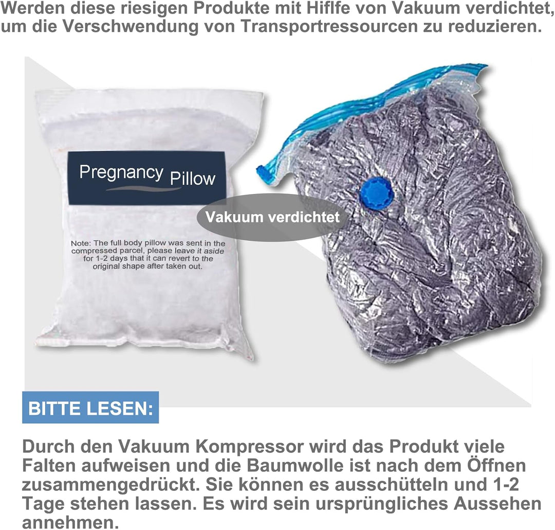 CALIYO Schwangerschaftskissen J Form,Stillkissen XXL-SeitenschläFerkissen mit Bezug,Pregnancy Pillow