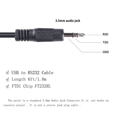 Serielles Adapterkabel, USB auf RS232, 3,5 mm Klinkenstecker, 1,8 m