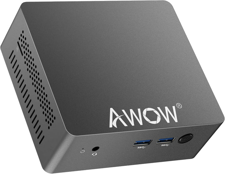 AWOW Mini PC Celeron J3455 8GB DDR4, 128GB M.2 SATA SSD, 4K HD, Dual HDMI, 2.4G/5G Dual WiFi, Gigabi