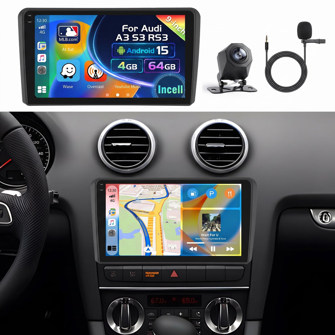 [4G+64G] Inefala Android 15 Autoradio für Audi A3 S3 RS3 2003-2012 mit Wireless Carplay Android Auto