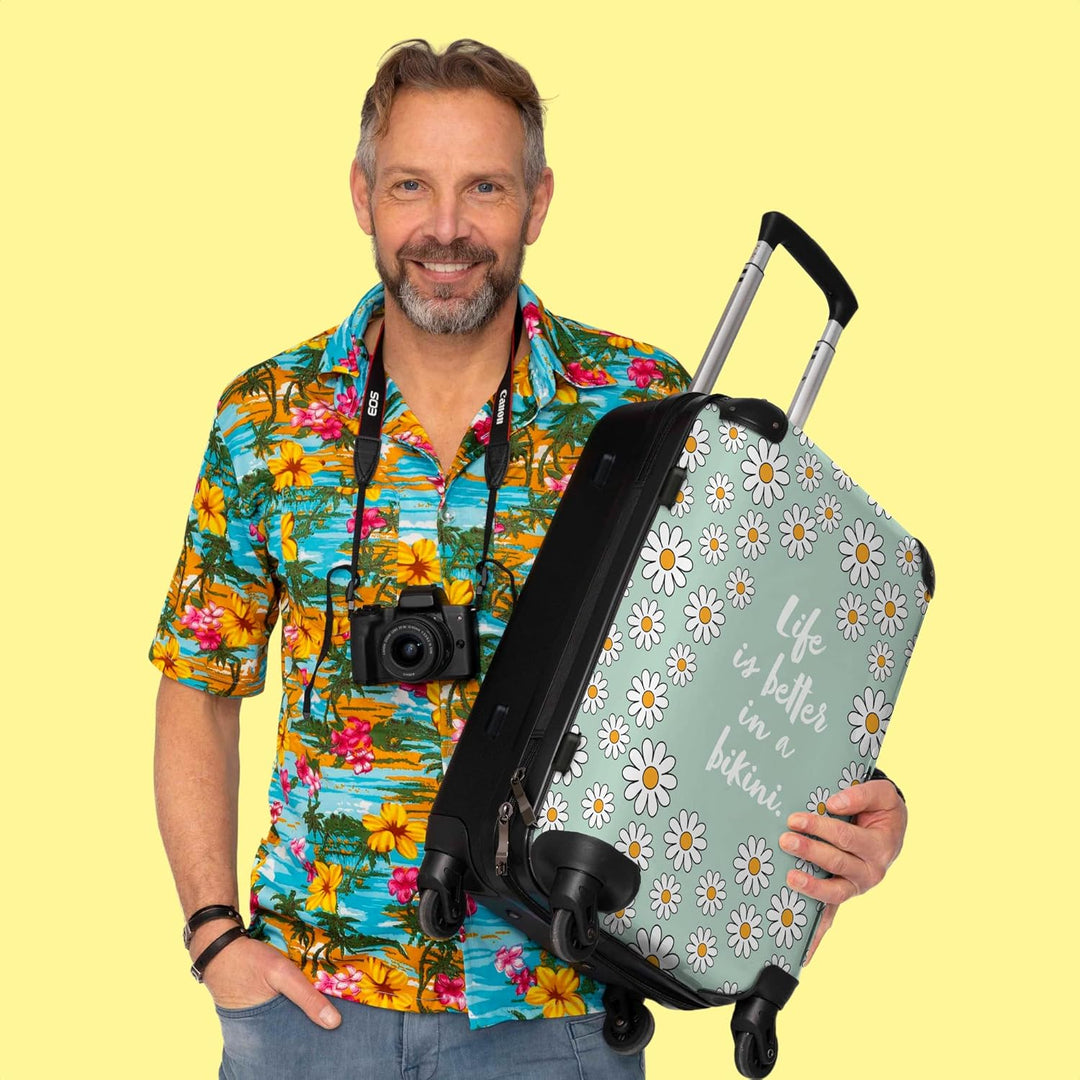 Koffer gross Trolley Rollkoffer Reisekoffer mit 4 Rollen Fotokoffer - Das Leben ist Besser im Bikini