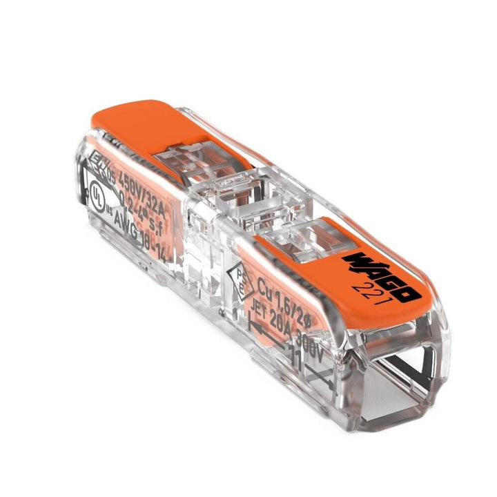 WAGO 2-Leiter Durchgangs-Verbinder mit Hebel 221-2411 | Nennquerschnitt: 4 mm², mit Hebel, 60 Stück,