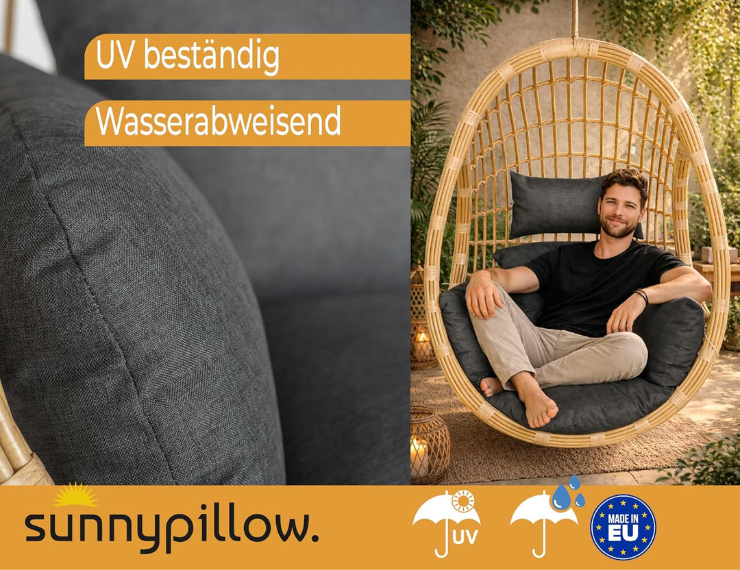 sunnypillow Hängesessel Kissen - Outdoor, Indoor - Auflage für Rattan &amp; Polyrattan Hängeschaukel - P