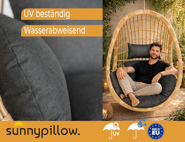 sunnypillow Hängesessel Kissen - Outdoor, Indoor - Auflage für Rattan &amp; Polyrattan Hängeschaukel - P