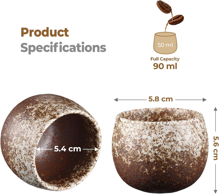 ecooe 90ml Espresso Tassen Dickwandig aus Steingut Kaffeetassen 5er Set 90ml Grau, 90ml Grau