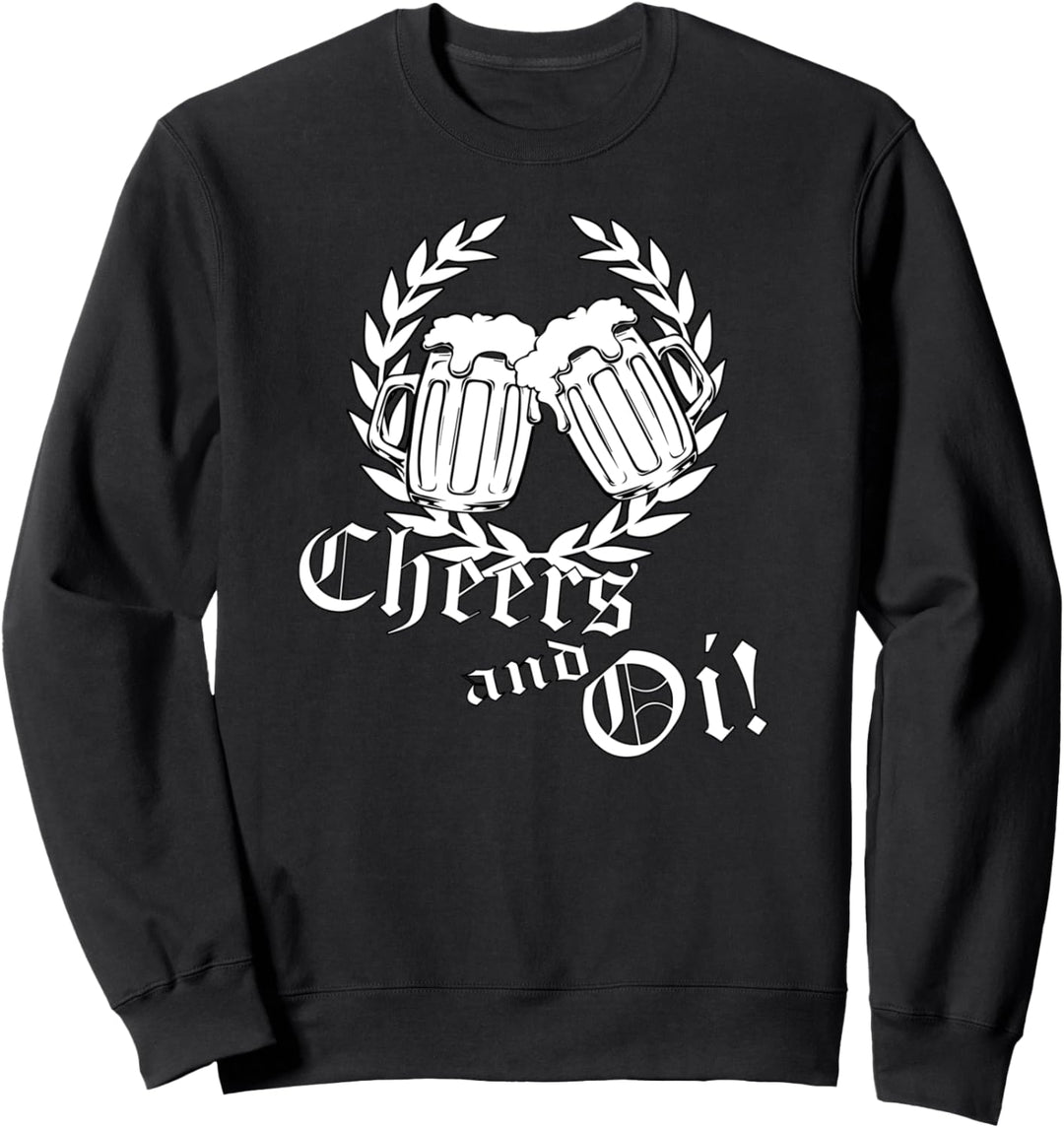 Cheers and Oi! Bier Lorbeerkranz Skins Hooligan Skinhead Sweatshirt