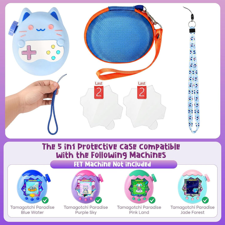Silikon Hülle und Hartschalenkoffer kompatibel mit Tamagotchi Paradise Virtuelles Haustierspielzeug,