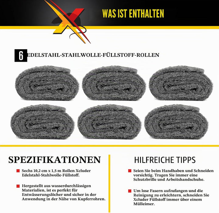Xcluder 162746 Rodent Control Fill Fabric, 6 Rolls, 6 Rolls