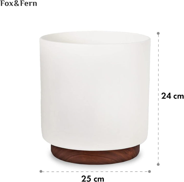 Fox&Fern Übertopf M mit Holzsockel - Blumentopf Gross inkl. Wasserabfluss - Blumentopf hoch 28cm - Ü