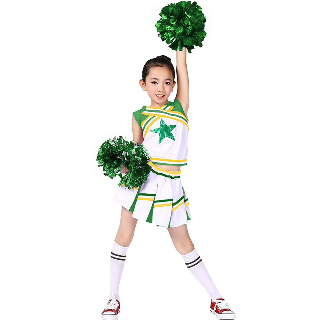 LOLANTA Mädchen Karneval Kostüm, Cheerleader kleid mit Pompoms und Socken, Mittelschule Cheerleading