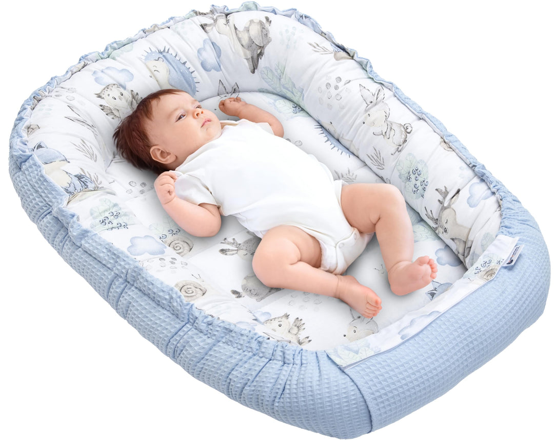 Medi Partners Babynest Kuschelnest Babynestchen 100% Baumwolle Waffle Nestchen Reisebett für Babys S