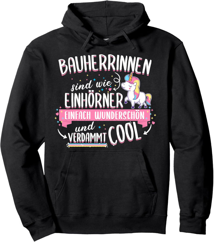 Bauherrin Bauherr Hausbau Einhorn Spruch Haus Geschenkidee Pullover Hoodie