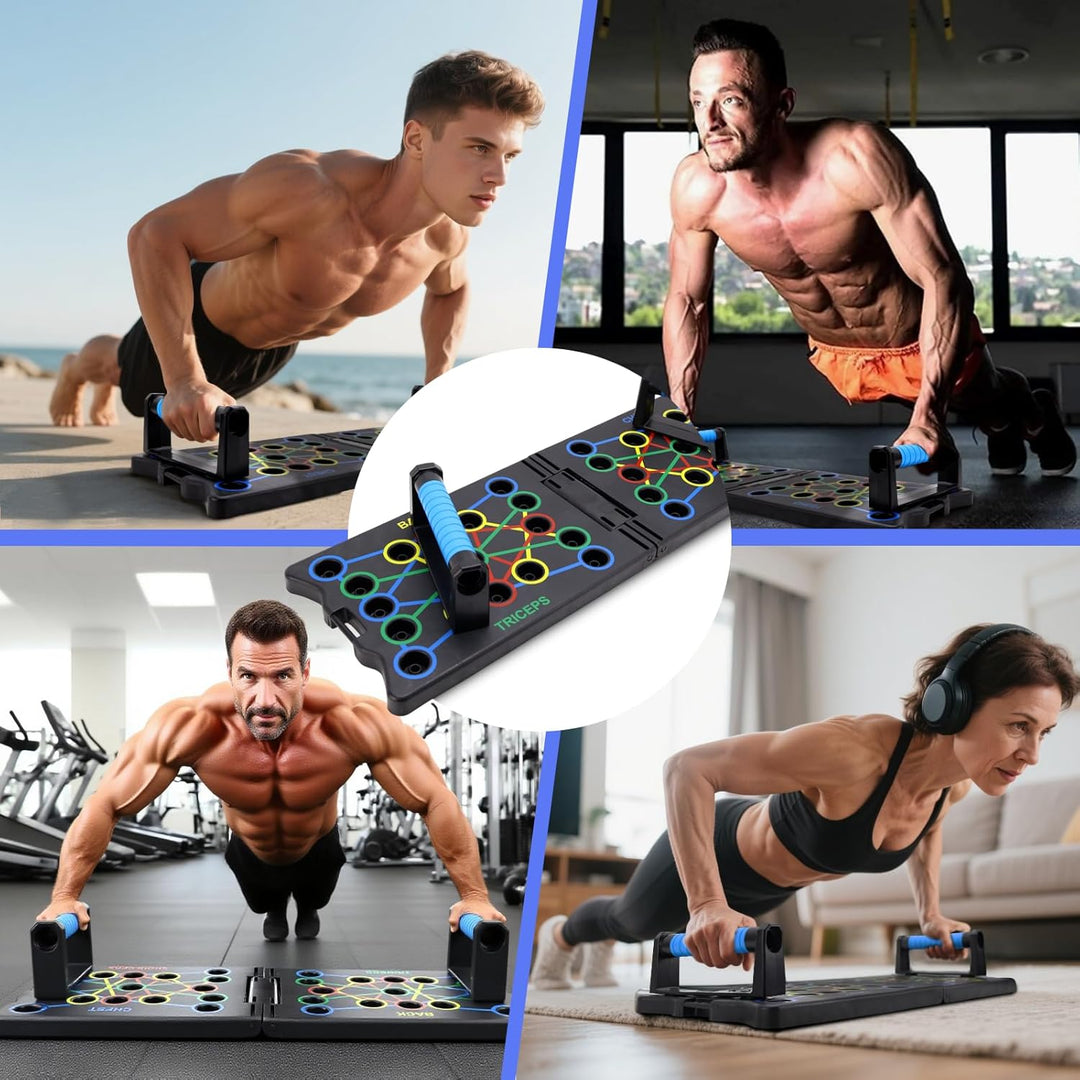 Liegestützbrett Set, Push Up Board, Faltbares Multifunktions Press Up Tools Übungsbrett Liegestütze