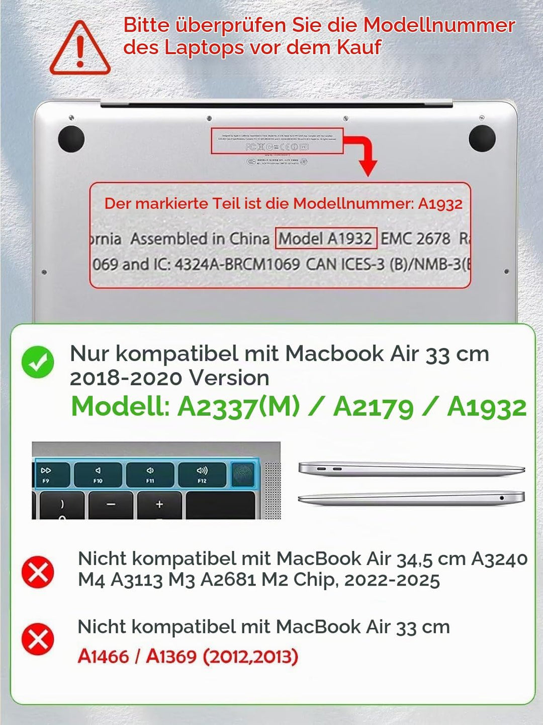 Fancity Hülle Kompatibel mit MacBook Air 13 Zoll 2020 2021 A2337 M1 A2179 A1932, Plastik Hartschale
