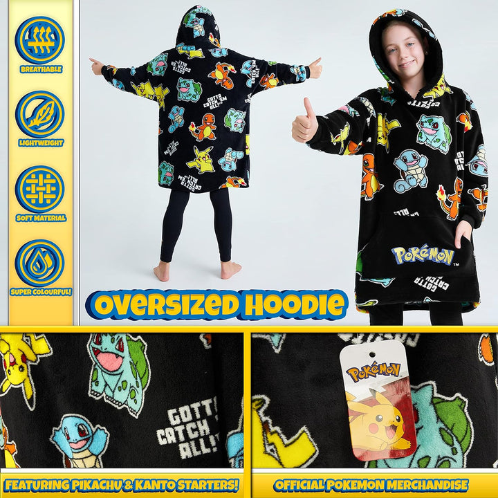 Pokemon Pullover Übergrosse Kuschel Hoodie Kinder Jungen