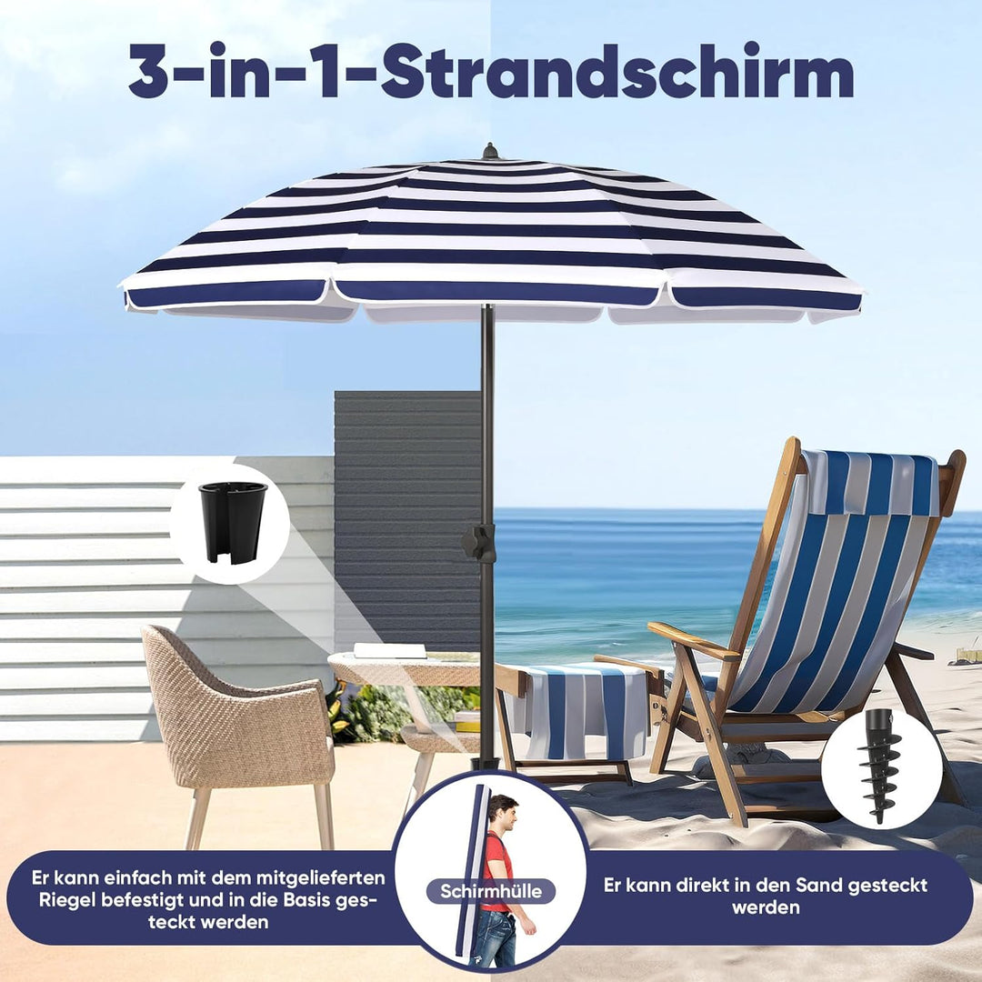 Sekey 160 cm Sonnenschirm Balkon mit Bodenhülse & Schutzhülle, Neigungs und Höhenverstellung, Sonnen