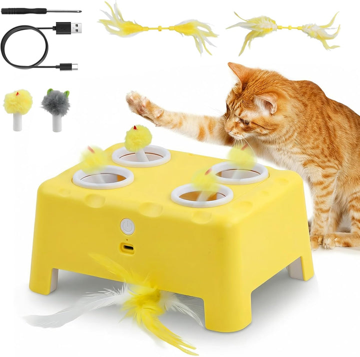 2-in-1 Automatisches Katzenspielzeug, Interaktives Katzenspielzeug, Wiederaufladbares Katzenmaus-Spi