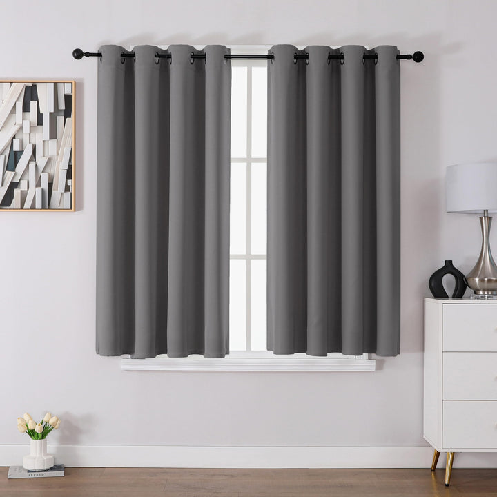 CUCRAF Ösen Kurze Vorhänge Fensterbehandlung Verdunkelungsvorhänge Raumdekoration - H137 x B132cm He