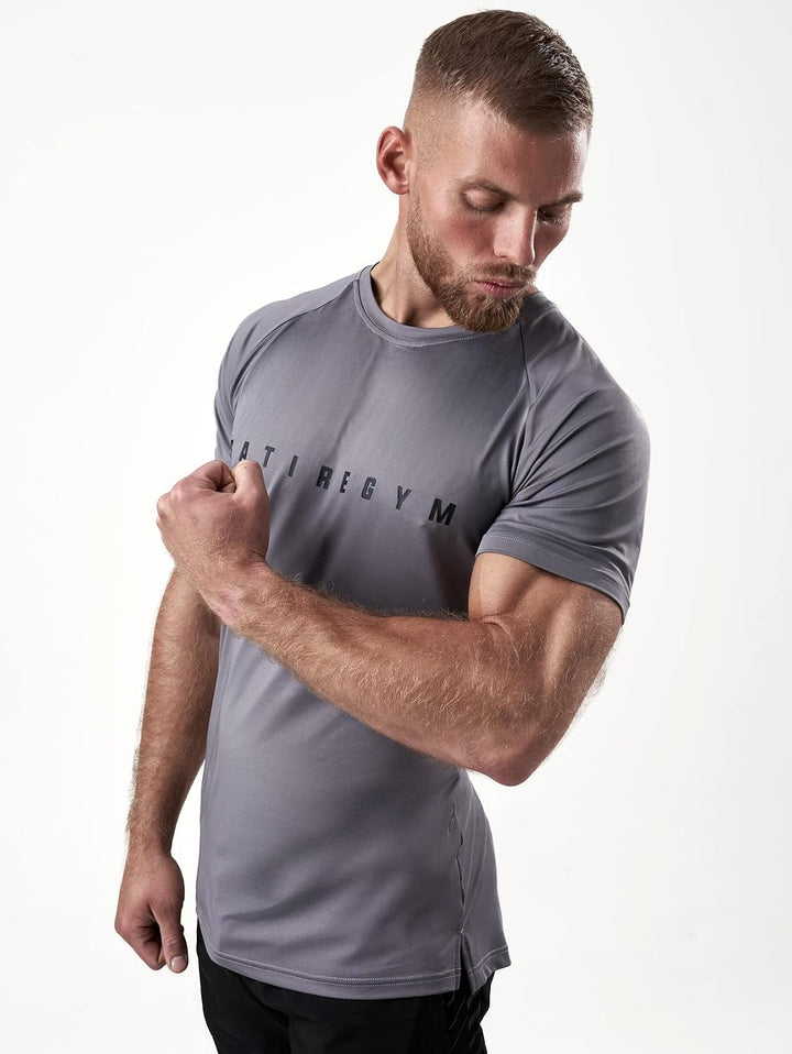 Satire Gym - Sport Shirt Männer atmungsaktiv - enganliegendes &amp; schnelltrocknendes Fitness Tshirt He