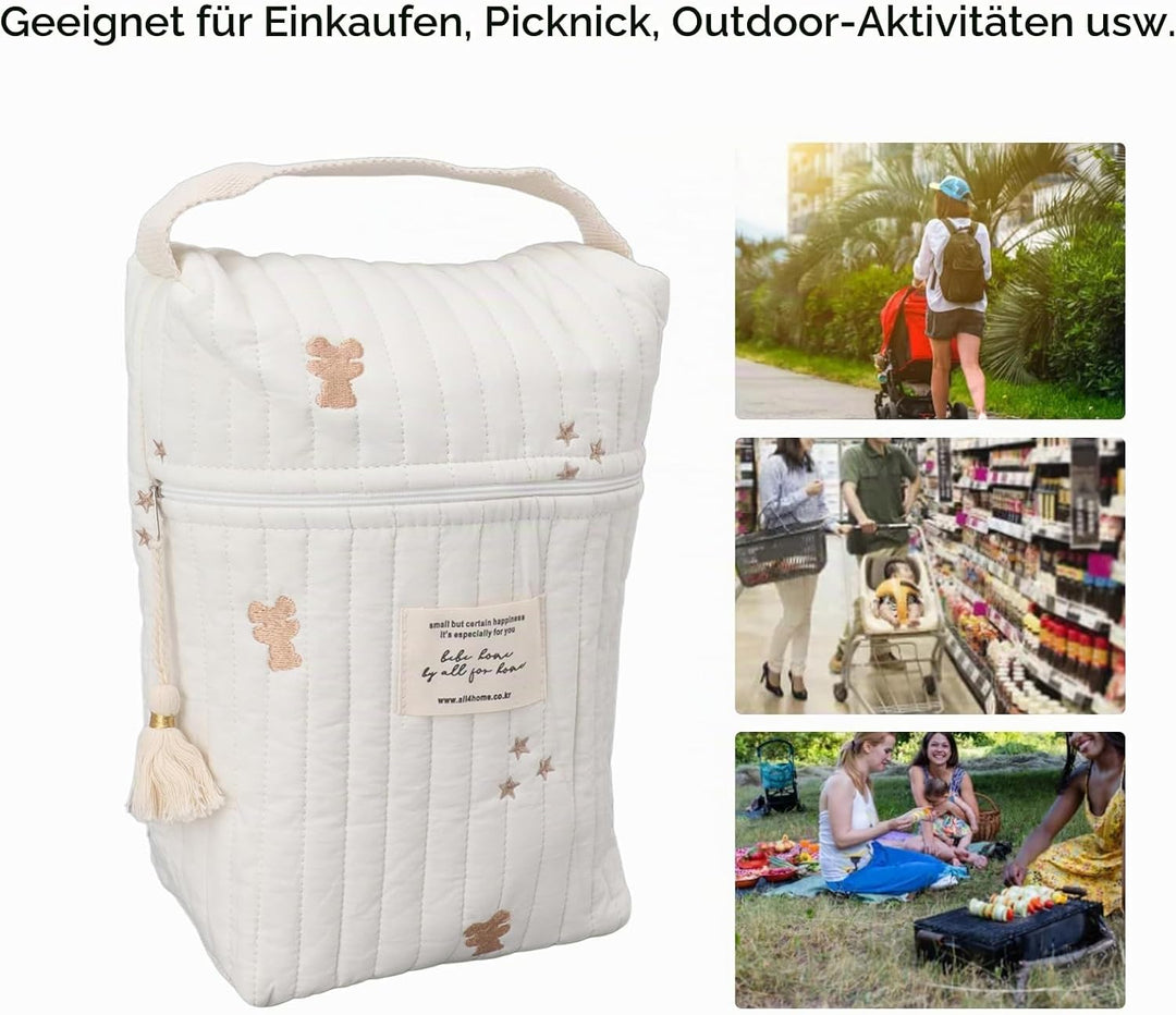 Hapivida Babyflaschentasche, Baby Mahlzeitentasche, Tragbare Flaschentasche mit Gesticktem Muster, F