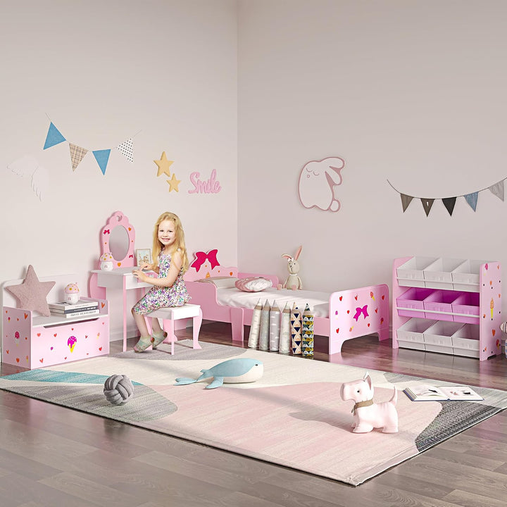 ZONEKIZ Kinder-Aufbewahrungsregal 9 Körbe Rosa, Rosa