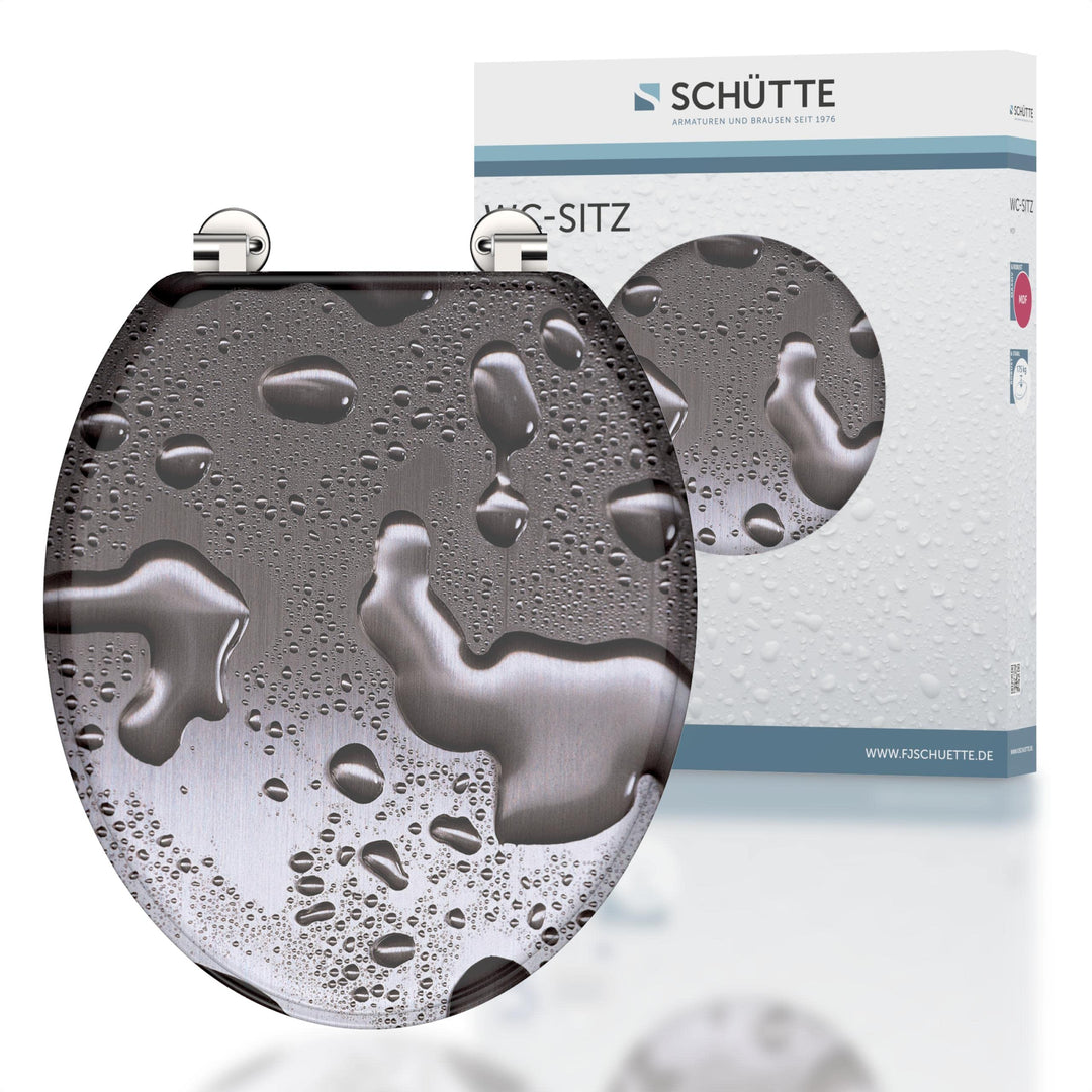 SCHÜTTE 80023 Sitz Holzkern GREY STEEL, Toilettensitz ist passend für alle handelsüblichen WC-Becken
