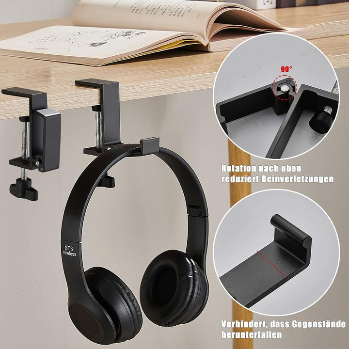 Headphone Stand, Einstellbarer KopfhöRerstäNder Als KopfhöRerhalterung & KopfhöRer Haken, Klappbar,